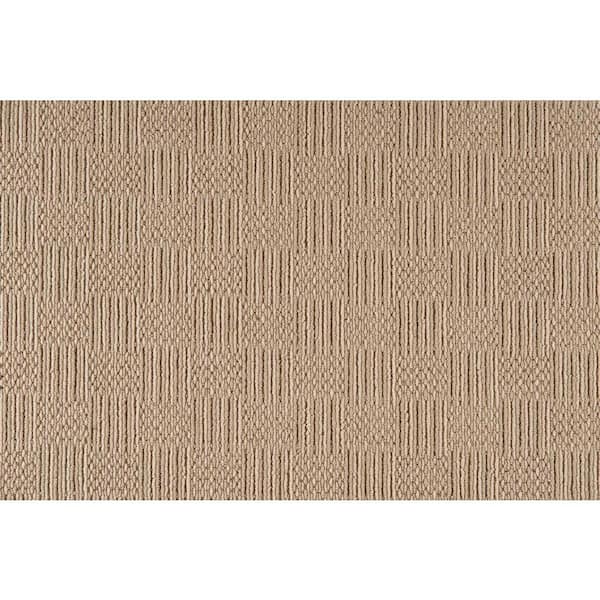 Upland Grid Oakwood Brown 13.2 ft. 34 oz. Wool Pattern Installed Carpet