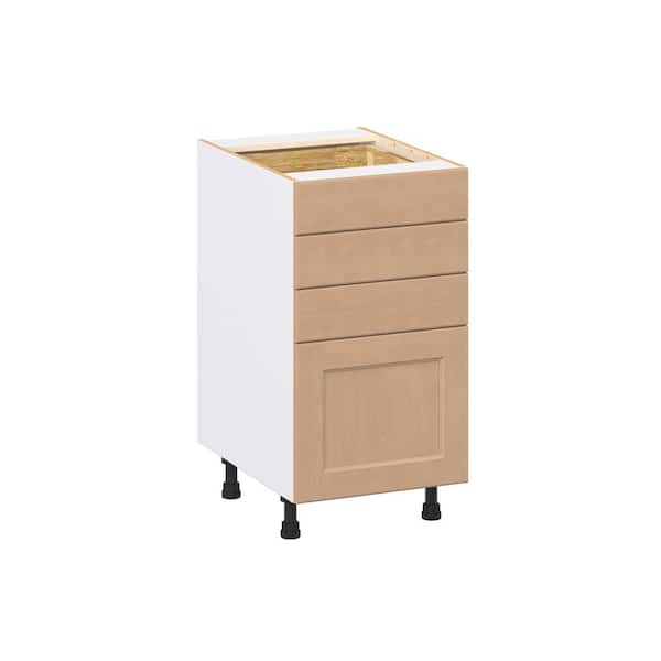 Lakewood 18 in. W x 24.5 in. D x 34.5 in. H Assembled Shaker Drawer Base Kitchen Cabinet in Sugar Cookie with 4-Drawers