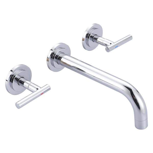 Double Handle Wall Mounted Bathroom Faucet in Polished Chrome