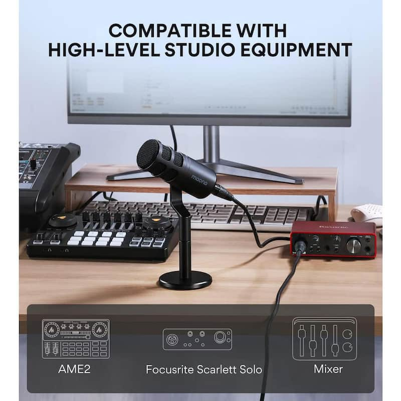 XLR Dynamic Microphone for Vocal Recording, Streaming, Voice Over, Voice Isolation Technology, Works for Audio Interface