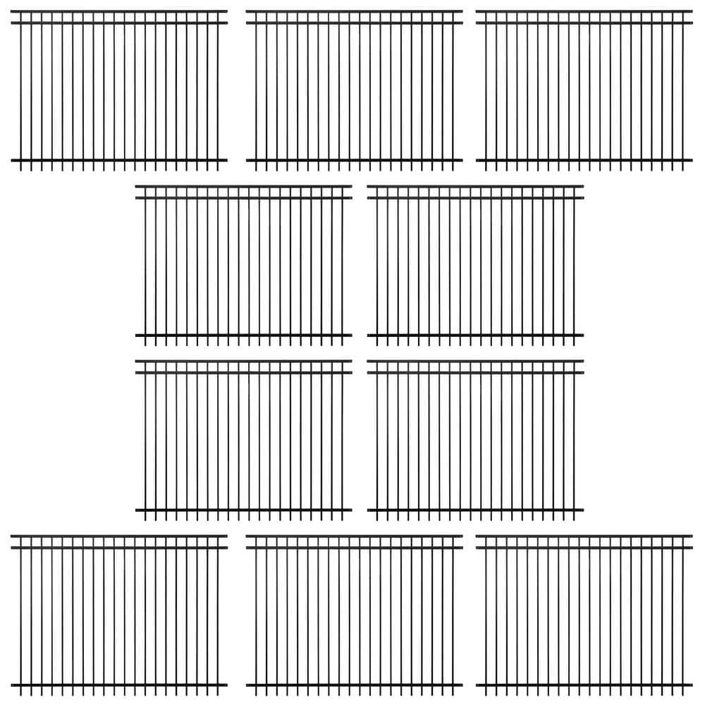 6 ft. x 8 ft. Heavy Duty Spaced Bar Flat Top Metal Fence Panel, Anti-Rust Decorative Garden Fence Panel (Pack of 10) price history on PriceWatchPro