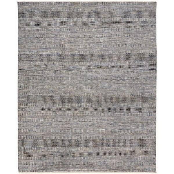 HomeRoots 2 ft. x 8 ft. Silver Striped Area Rug