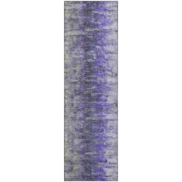 Mayfield Premium Machine Washable Abstract AMF2319 Purple 2 ft. x 7 ft. Runner Rug