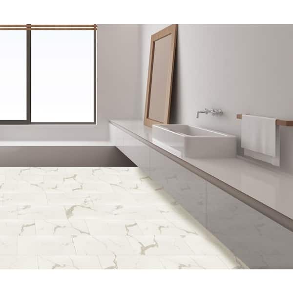 MSI White Ocean 11.81 in. x 23.62 in. Rigid Core Luxury Vinyl Tile Flooring  (19.37 sq. ft. / case)