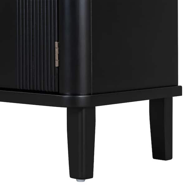 3-Acacia Solid Doors, Adjustable, Suitable for Study, Corridors, and Entrances in Black