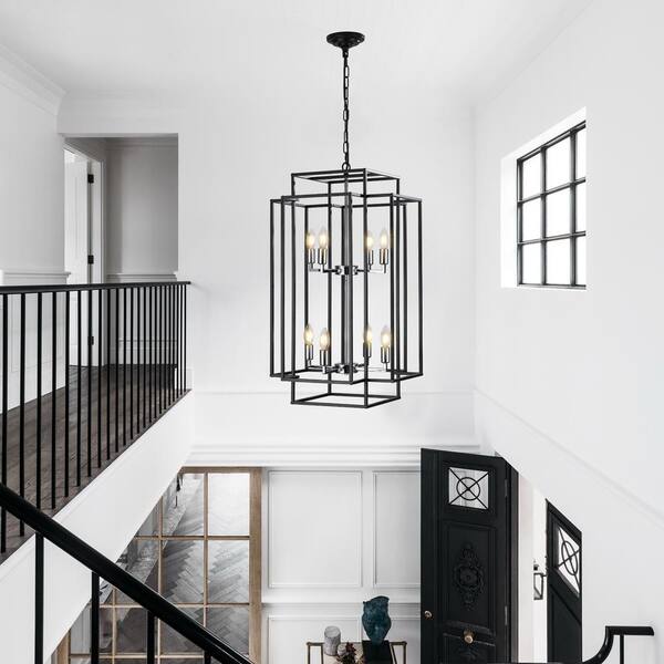 Yui　1005545 Jushua 18 in. 8-Light Silver Metal Geometric Pendant Chandelier