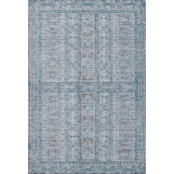 Mayfield Premium Machine Washable Abstract AMF2173 Blue 3 ft. x 4 ft. Area Rug