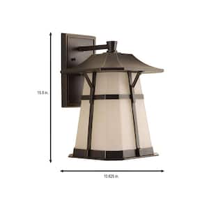 Derby Collection 1-Light 15.5 in. Outdoor Antique Bronze LED Wall Lantern Sconce