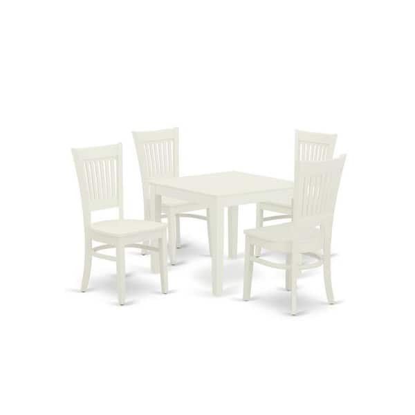 East West Furniture 5-Piece Linen White Finish Solid Wood Top - Rectangular Dining Room Set - Seats 4