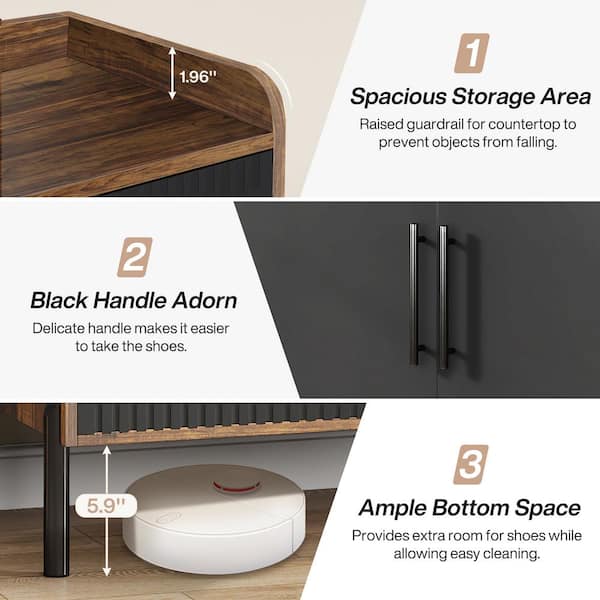BYBLIGHT Lauren 44 in. H x 36 in. W Black Engineered Wood