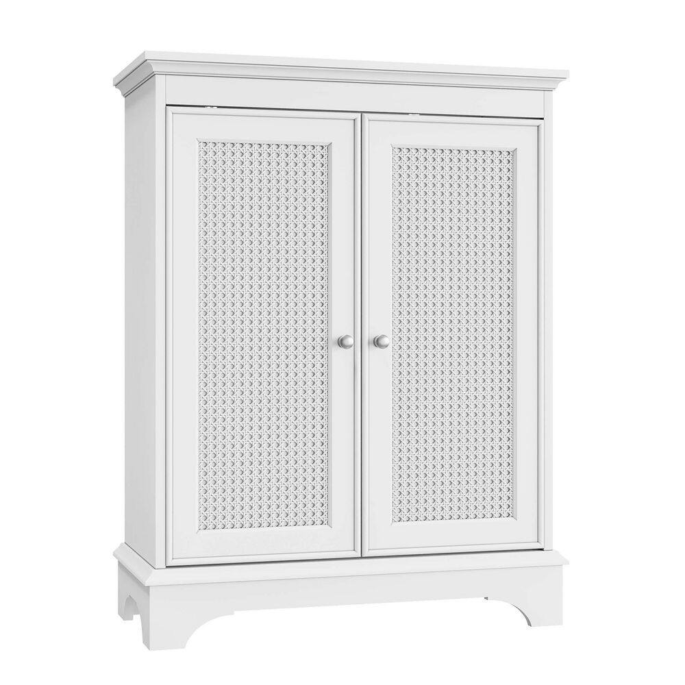 26.2 in. W x 11.8 in. D x 34 in. H White Wood Linen Cabinet with Adjustable Partition and 2 Rattan Door for Bathroom price history on PriceWatchPro