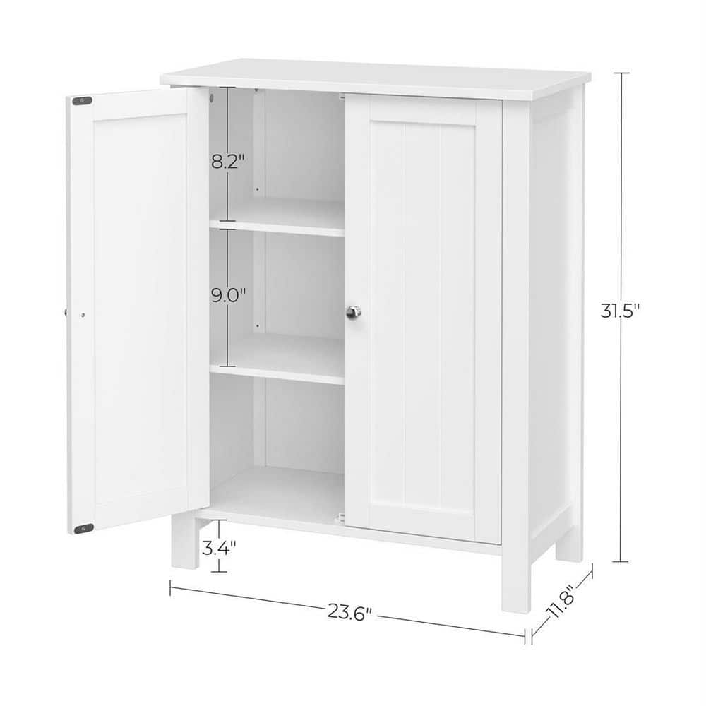 White Wooden Living Room Cabinet with Adjustable Shelving