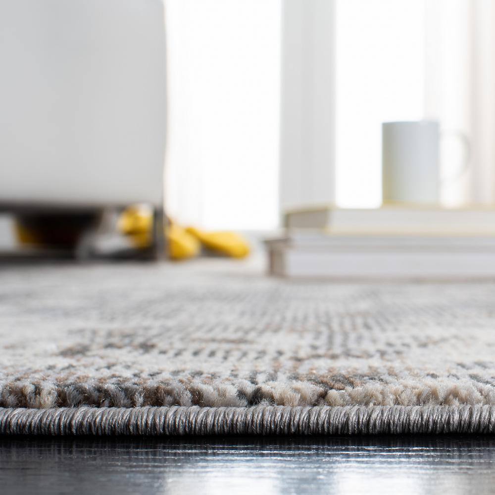 Chic Metro-Mod 2'2" x 4' Grey & Beige Synthetic Area Rug