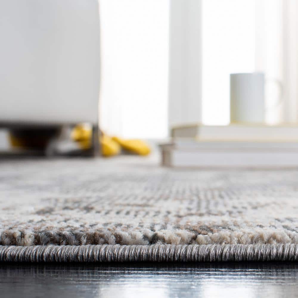 Gray and Beige Synthetic Non-slip 3' x 5' Area Rug