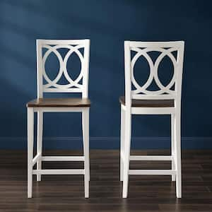 Charlotte 26.25 in. White Wood Counter Stool (Set of 2)