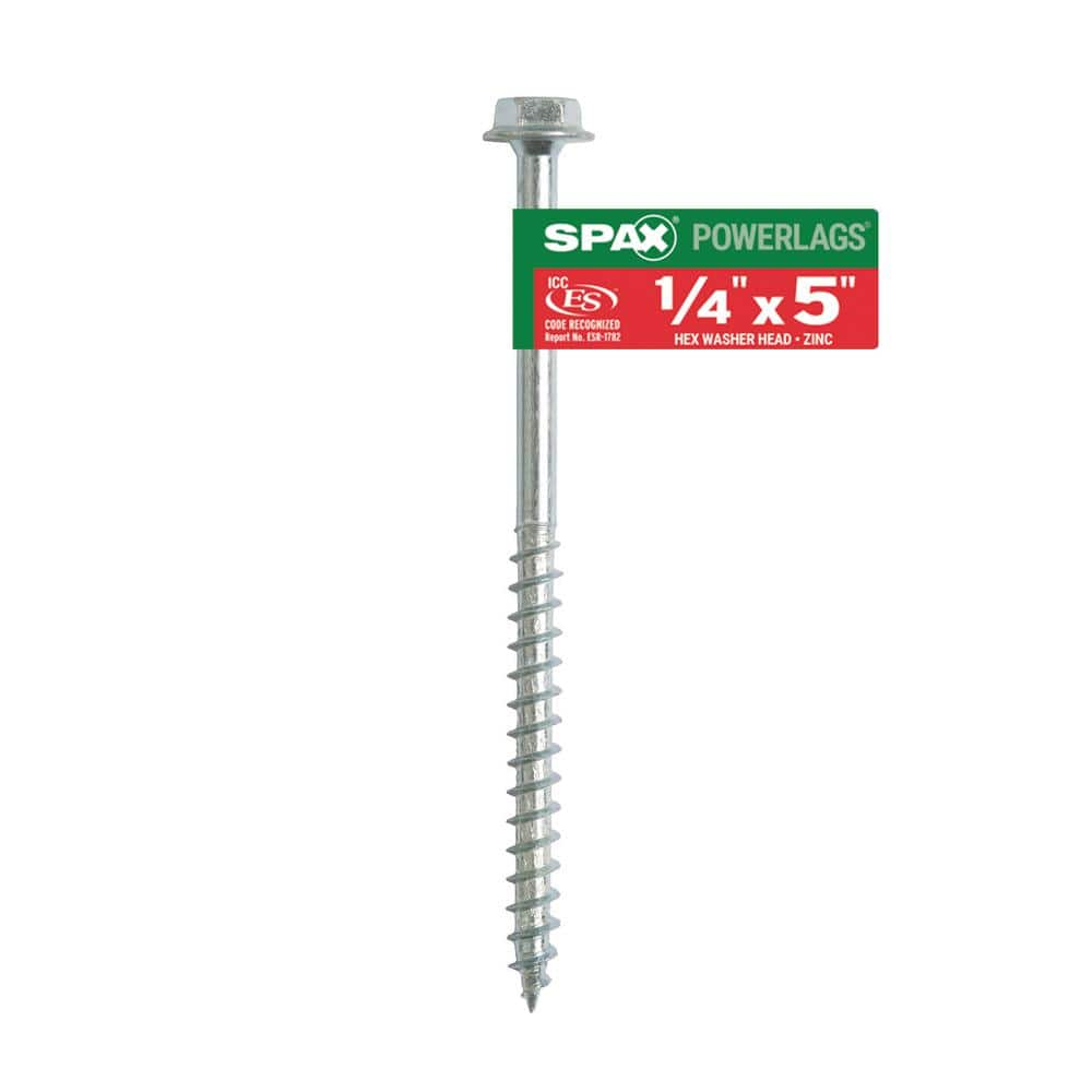 SPAX 1/4 in. x 5 in. Hex Drive Hex Head Zinc Coated PowerLag Screw  4571010701277 - The Home Depot