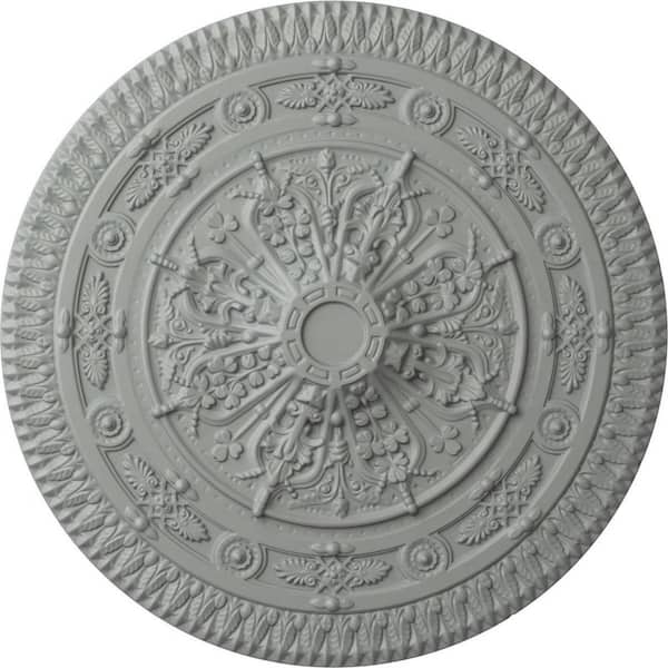 Ekena Millwork 37-1/2" x 3-3/8" Naple Urethane Ceiling Medallion (Fits Canopies up to 3-3/8"), Primed White