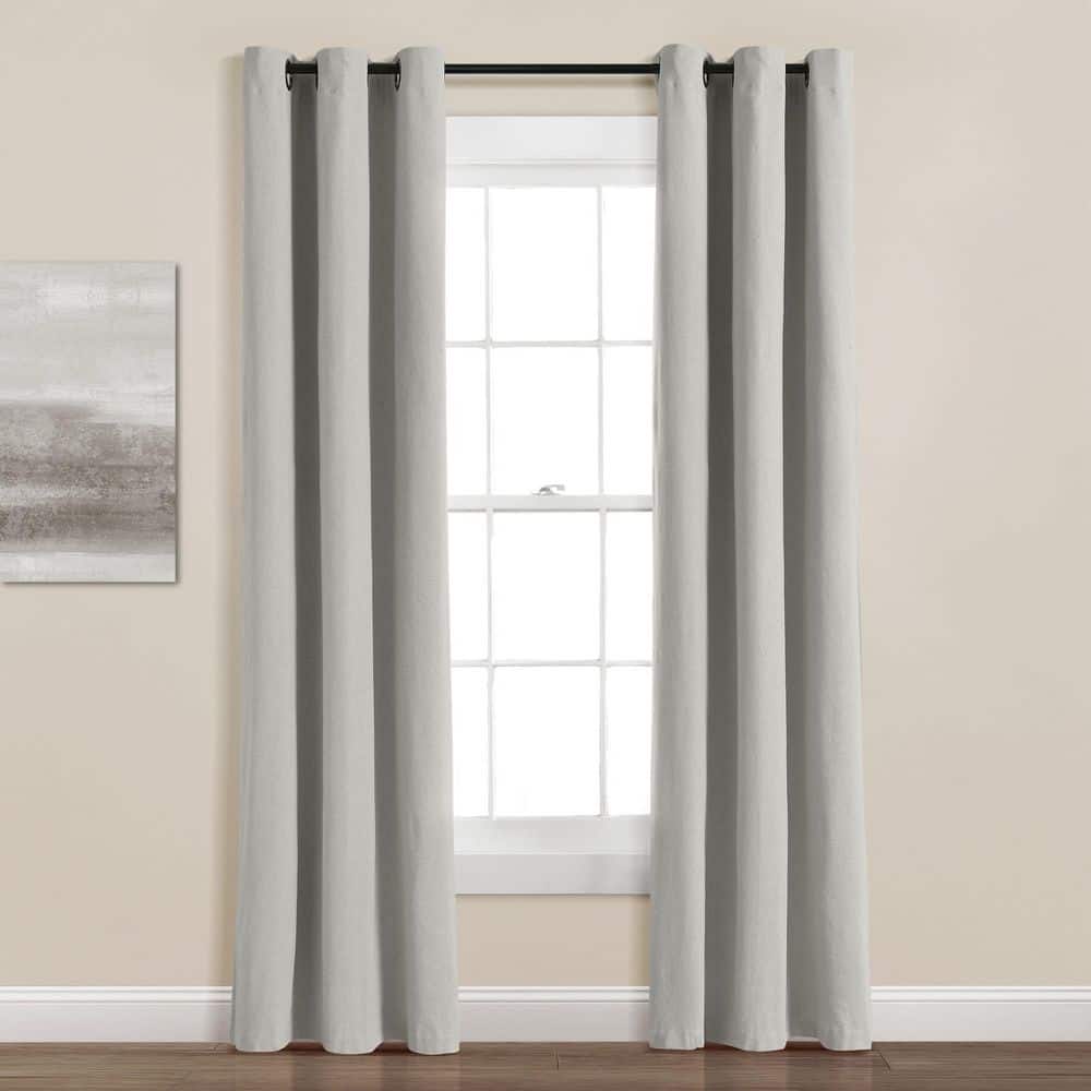 Light Gray Linen Blackout Grommet Window Curtain Panel 38" x 84"