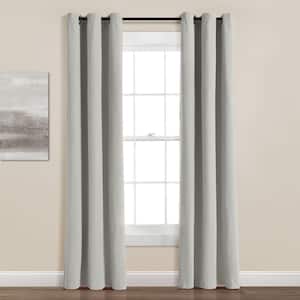 Insulated 38 in. W x 84 in. L Grommet Blackout Linen Window Curtain Panel Light Gray Single