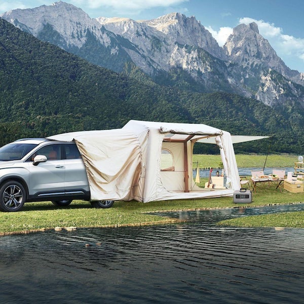 10 ft. x 8 ft. Beige Inflatable SUV Camping Tent with Air Pump