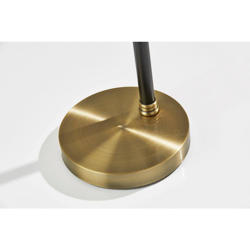 Bergen Black and Brass Arc Floor Lamp with Gray Shade