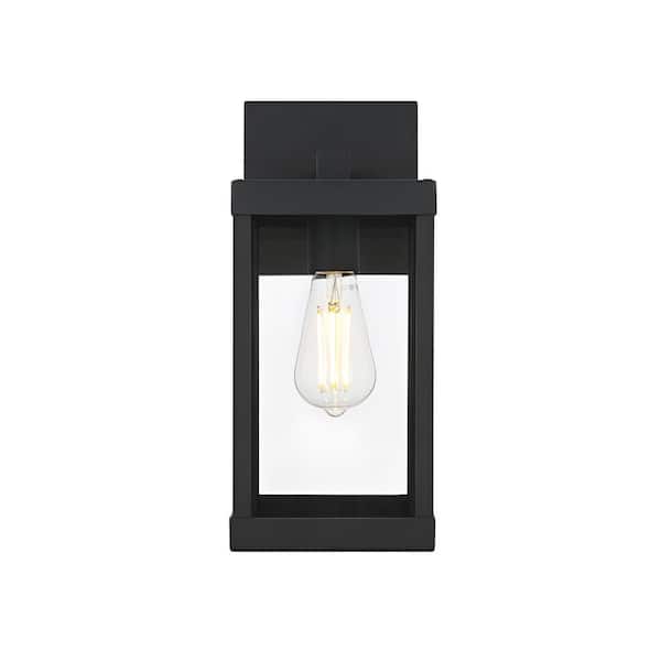 14 in. Black Outdoor Hardwired Wall Sconce with No Bulbs Included