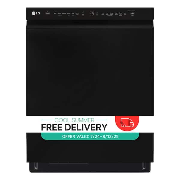 LG 24 in. Black Front Control Dishwasher with QuadWash, 3rd Rack & Dynamic Dry, 48 dBA