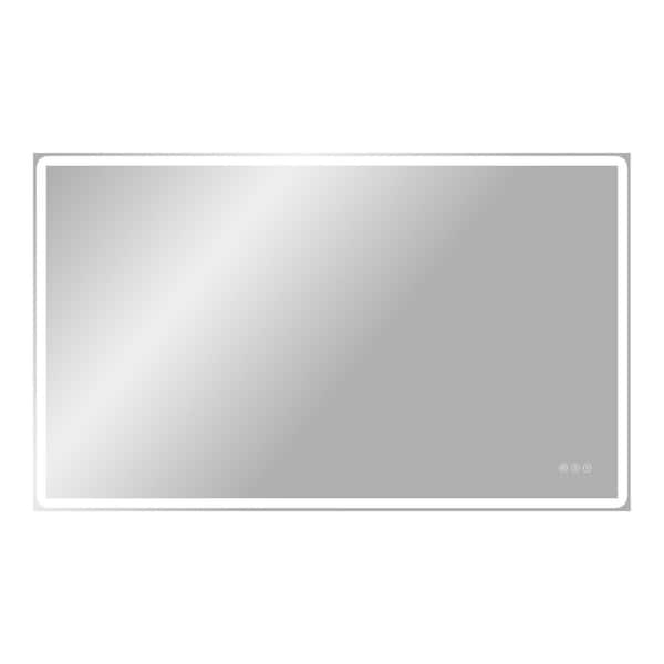 60 in. W x 36 in. H Rectangular Frameless LED Light Anti-Fog Dimmable Wall Bathroom Vanity Mirror in Tempered Glass