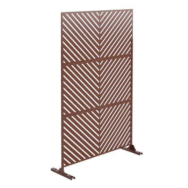 Dovelina 74.8 in. Galvanized Steel Privacy Screen Garden Fence in Brown