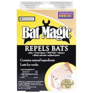 Bat Magic Bat Repellent, Pack of 4 Ready-to-Use Peppermint Oil Scent Packs for Long Lasting Indoor Bat Control