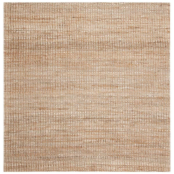 SAFAVIEH Marbella Natural/Ivory 8 ft. x 8 ft. Striped Solid Color Square Area Rug