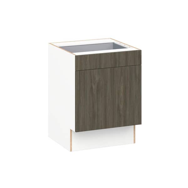Medora Textured Slab Walnut Assembled 24 in.W x 32.5 in.H x 23.75 in.D Accessible ADA 1 Drawer Base Kitchen Cabinet
