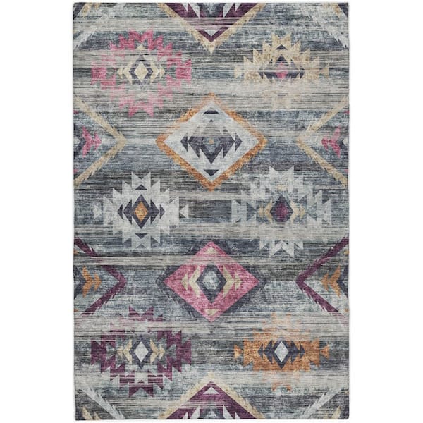 Dream Shag Premium Machine Washable Abstract ADS836 Gray 8 ft. x 10 ft. Area Rug