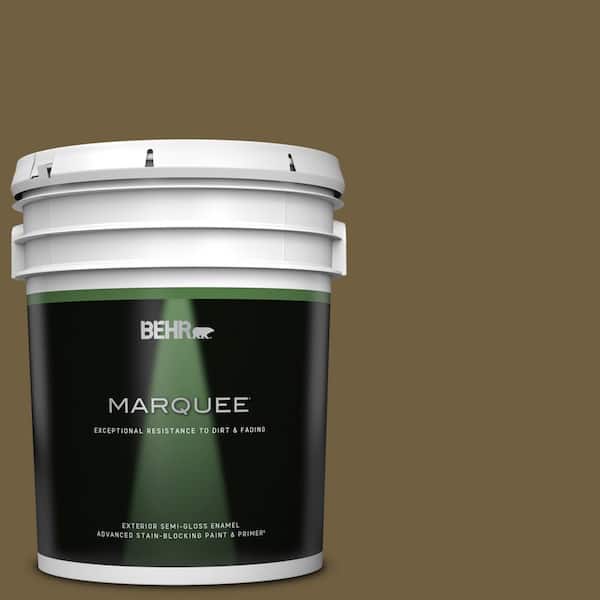 BEHR MARQUEE 5 gal. #360F-7 Olive Shadow Semi-Gloss Enamel Exterior Paint & Primer