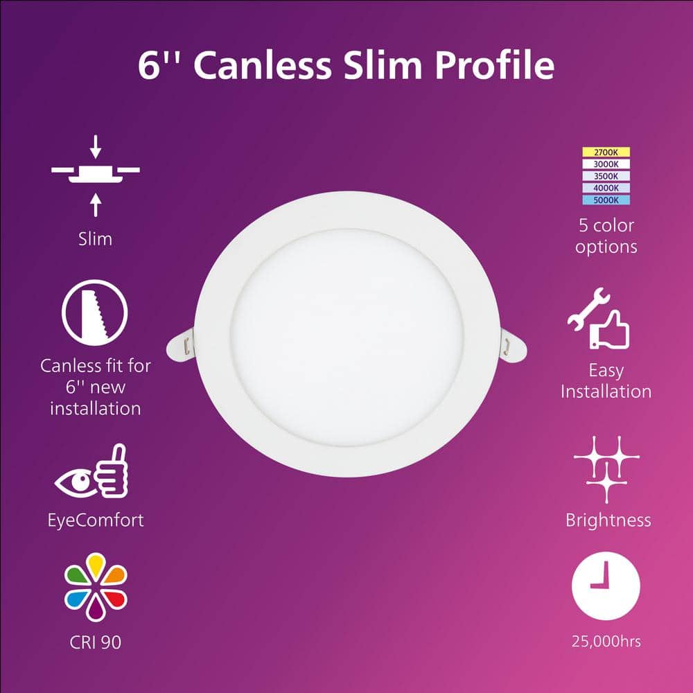 Philips 6-Inch White Aluminum Canless LED Downlight