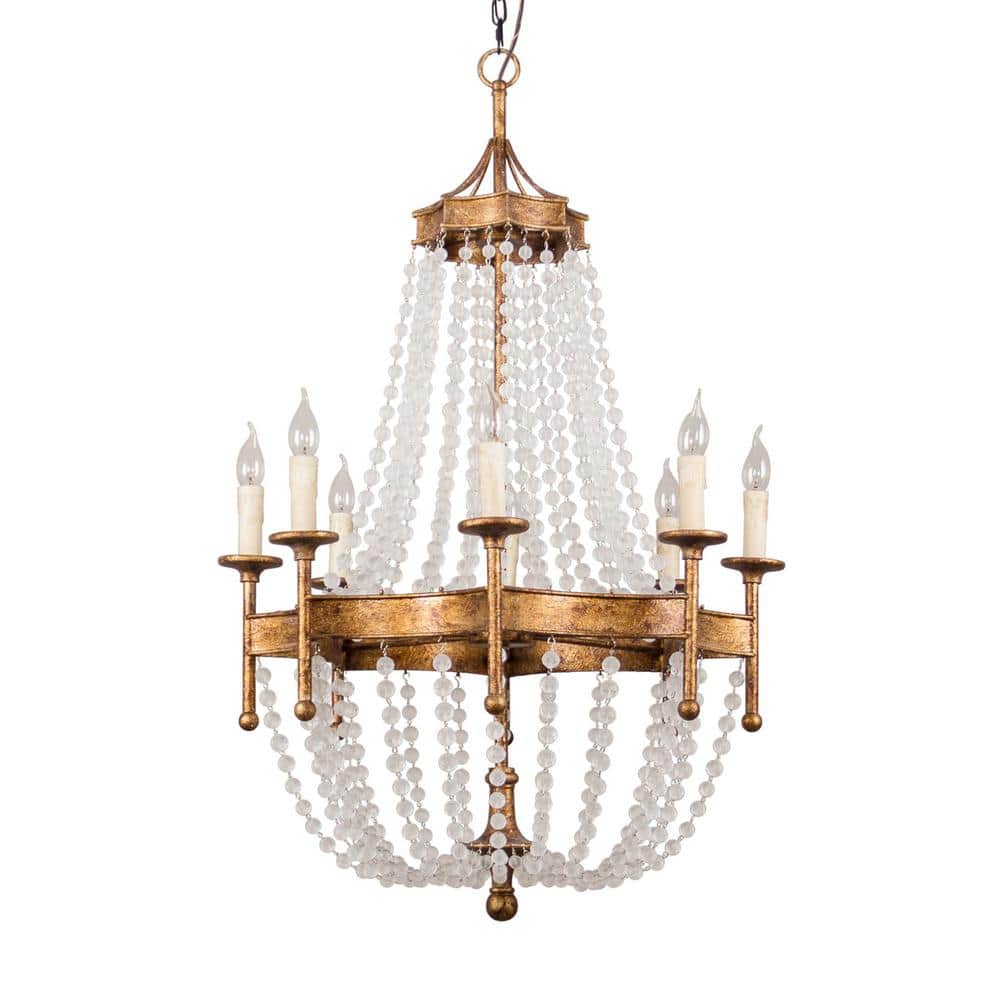 Golden 8-Light Crystal Candle Chandelier