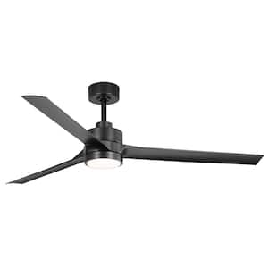 Parvez 60 in. Integrated LED Indoor Matte Black Ceiling Fans with Light and Remote Control Included