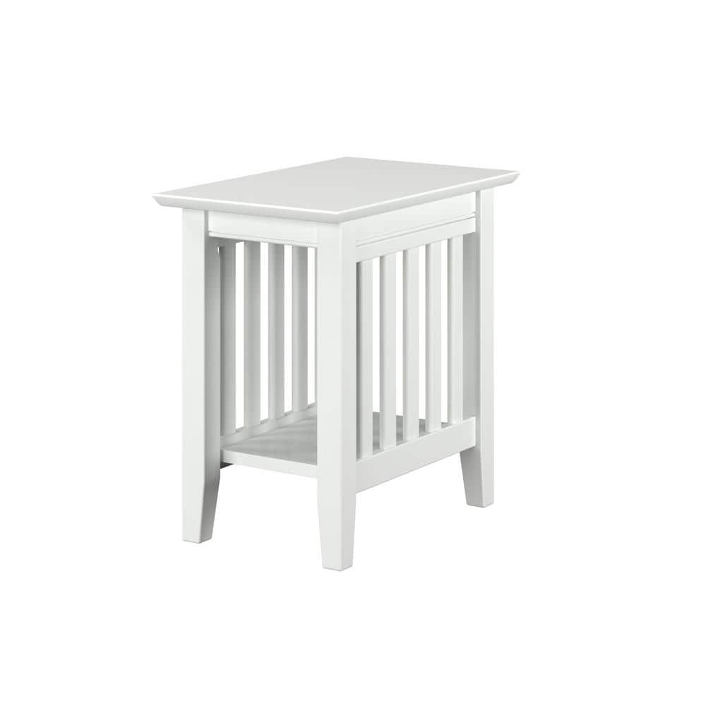 White Mission Style Hardwood Chair Side Table