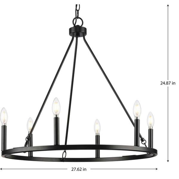 Progress Lighting Gilliam 6-Light Matte Black Farmhouse Chandelier
