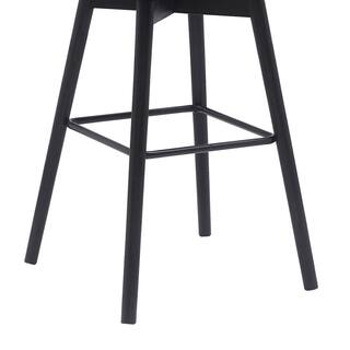 Armen Living Sgabello Girevole Sicily - Altezza Bancone 66 Cm, Legno Nero, Tessuto Grigio Chiaro - Per Cucina E Bar