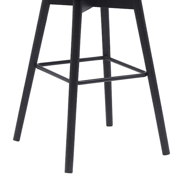 Armen Living Sgabello Girevole Sicily - Altezza Bancone 66 Cm, Legno Nero, Tessuto Grigio Chiaro - Per Cucina E Bar