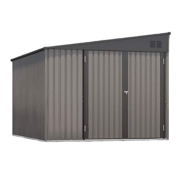 10 ft. W x 8 ft. D Resin Storage Shed, Tools Storage Shed for Garden, Bakcyard, Gray (80 sq. ft. )