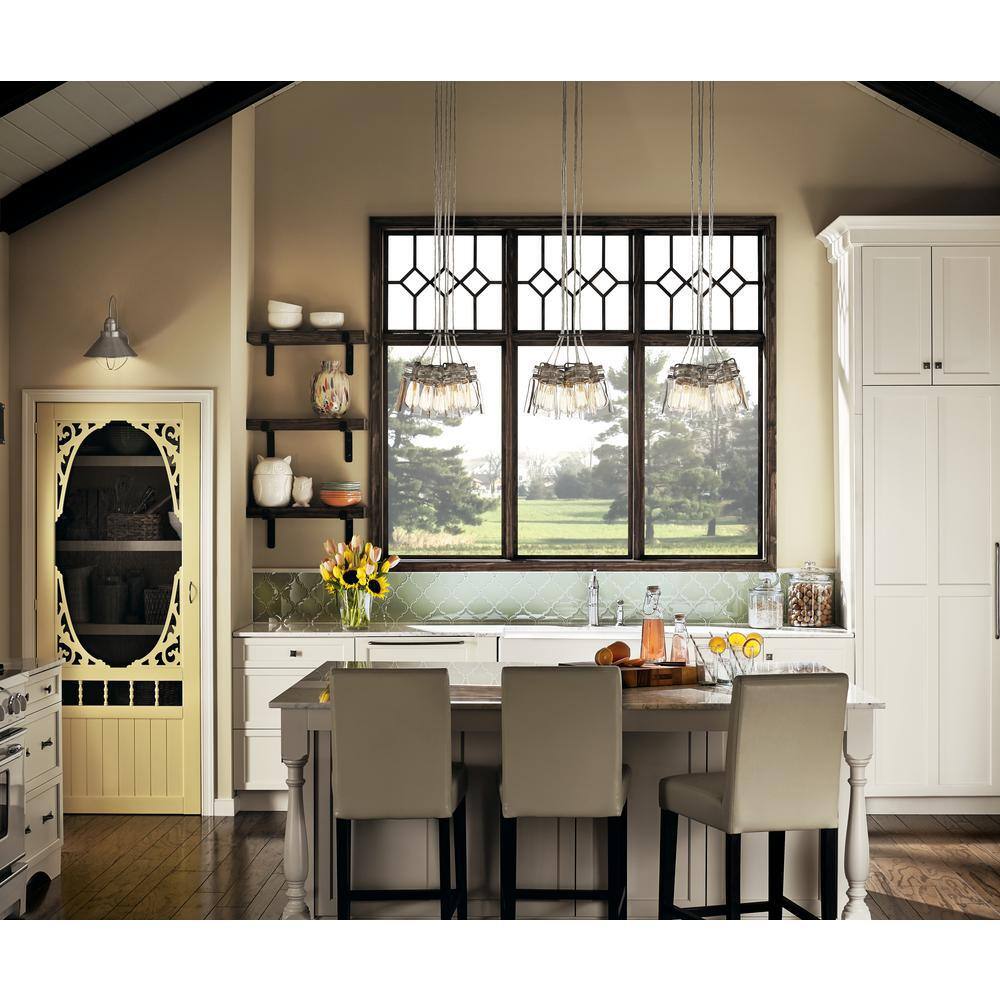 Brinley 7.75" 6-Light Clear Glass Brushed Nickel Pendant