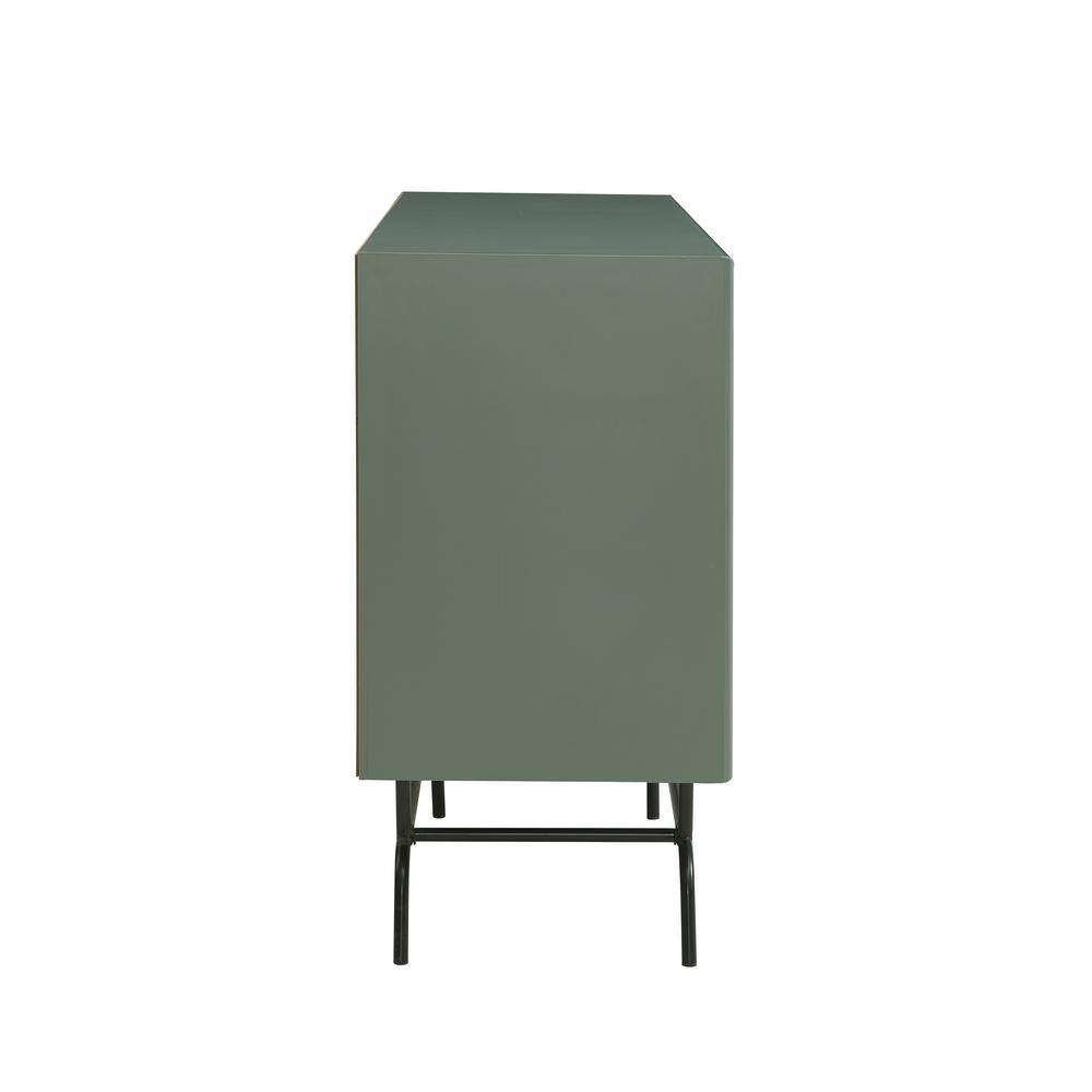 Yaztra Sage Green and Black Composite Wood TV Stand with Cabinet