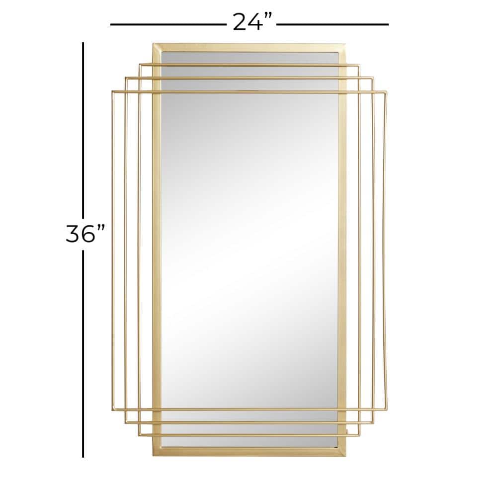 Elegant Rectangular Wood and Gold Dresser Wall Mirror 24" x 36"