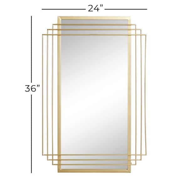 36 in. x 24 in. Geometric Rectangle Framed Gold Wall Mirror