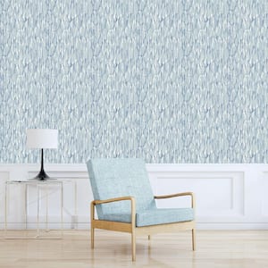 Atmosphere Collection Turquoise/Blue/White Metallic Texture Drizzle Effect Non-Pasted on Non-Woven Paper Wallpaper Roll