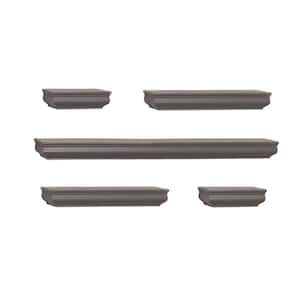 16 in. x 4 in. x 1.75 in. Gray Wall Mounting Shelves (Set of 5)