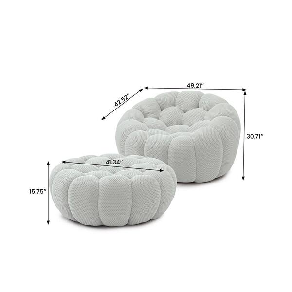 Magic Home (Set of 2) Bubble Couch, 49 in. Gray Mesh Fabric Curved