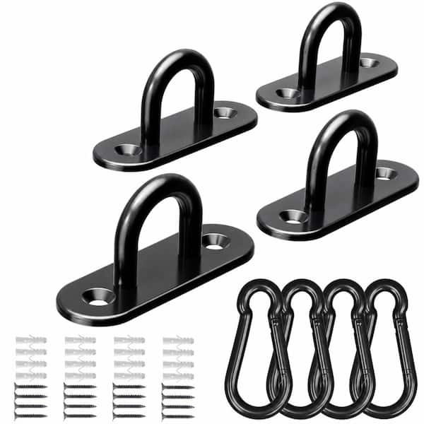 8-Pack M6 Stainless Steel Pad Eye Snap Hook Ceiling Anchor Kit, 800 lb Total Capacity for Hammock, Swing, Punching